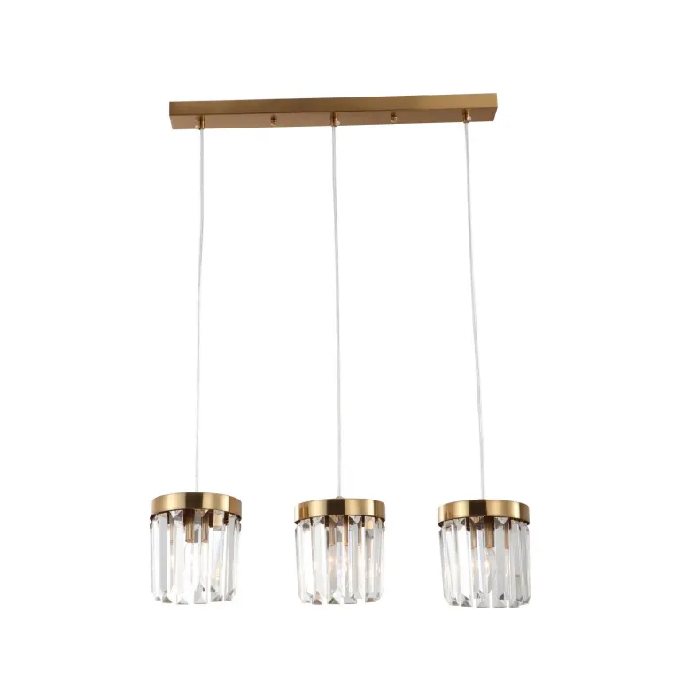 3 ánh sáng E14 Brushed Brass K9 Crystal Bar Light