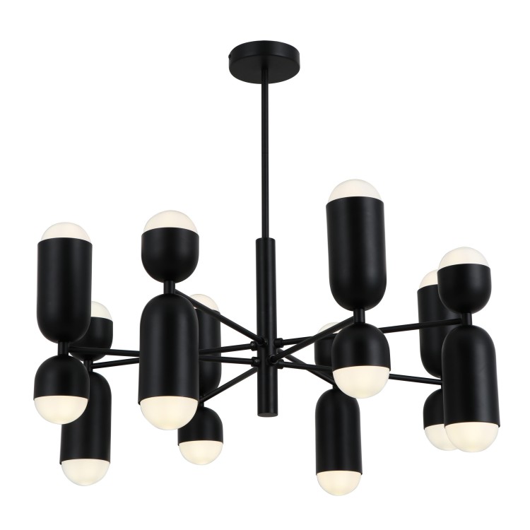 Cánh tay kim loại đen 16-bulbs đèn mặt dây chuyền