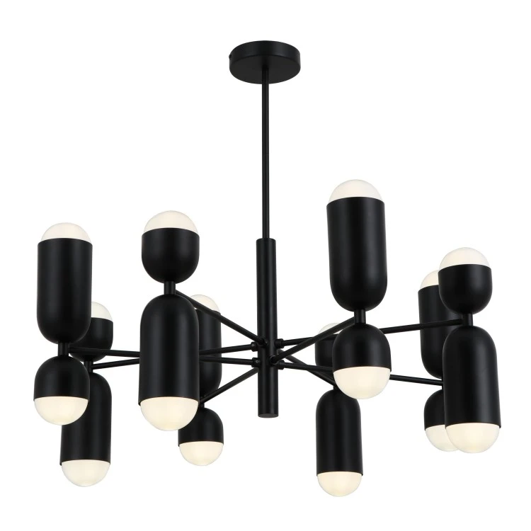 Cánh tay kim loại đen 16-bulbs đèn mặt dây chuyền