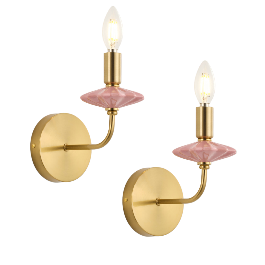 Đèn tường nến gốm màu hồng